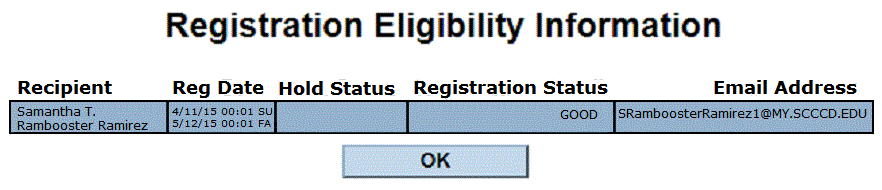 Registration Status Good