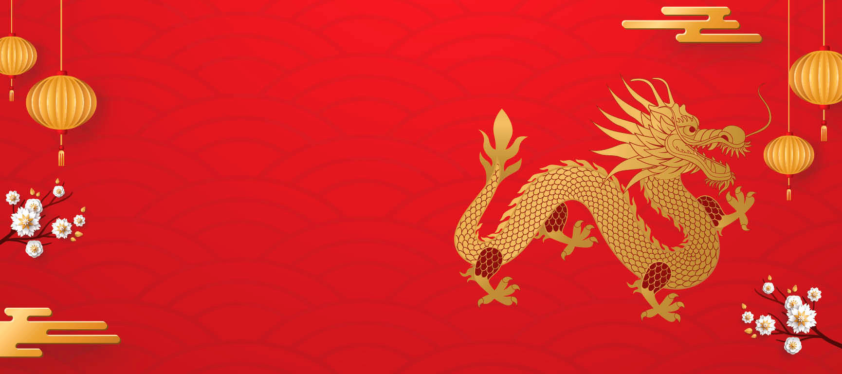 golden dragon on red background