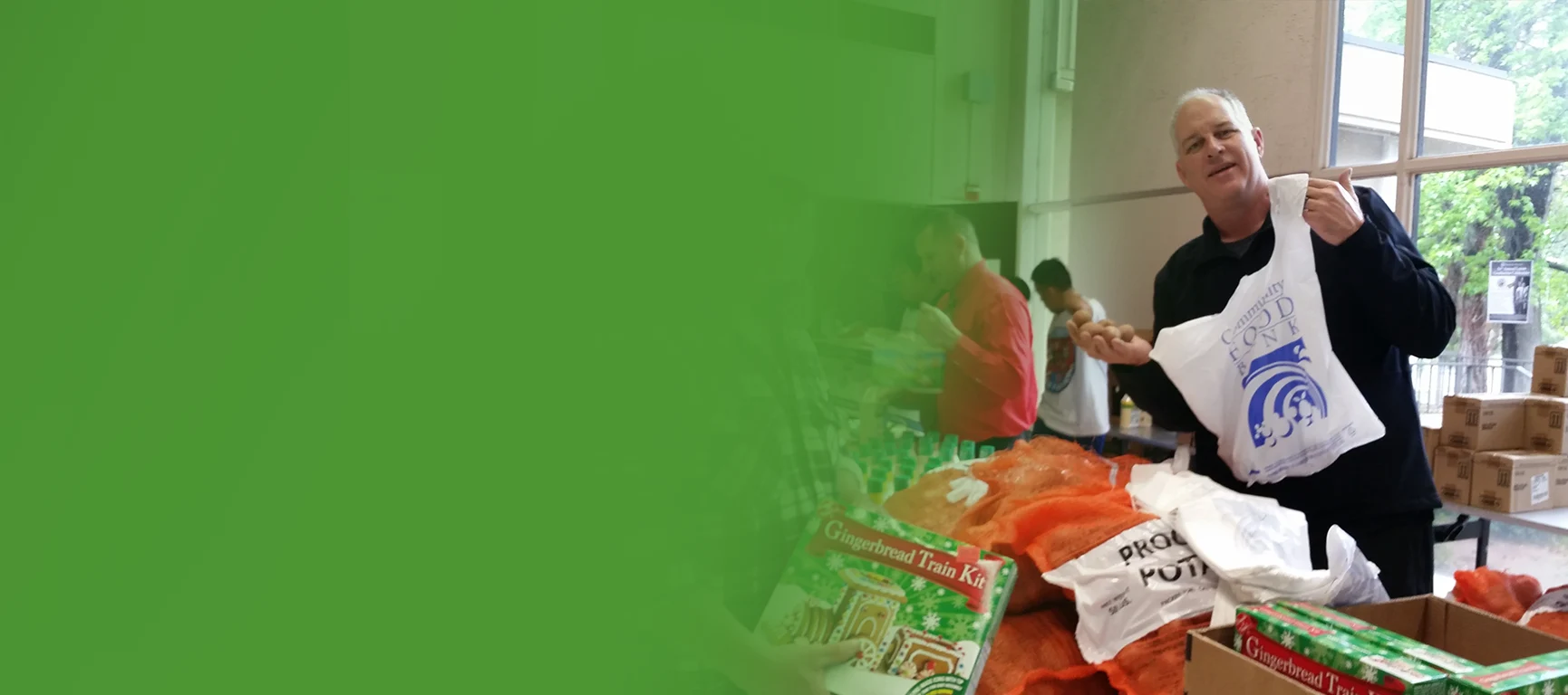 FCC staff handing out food