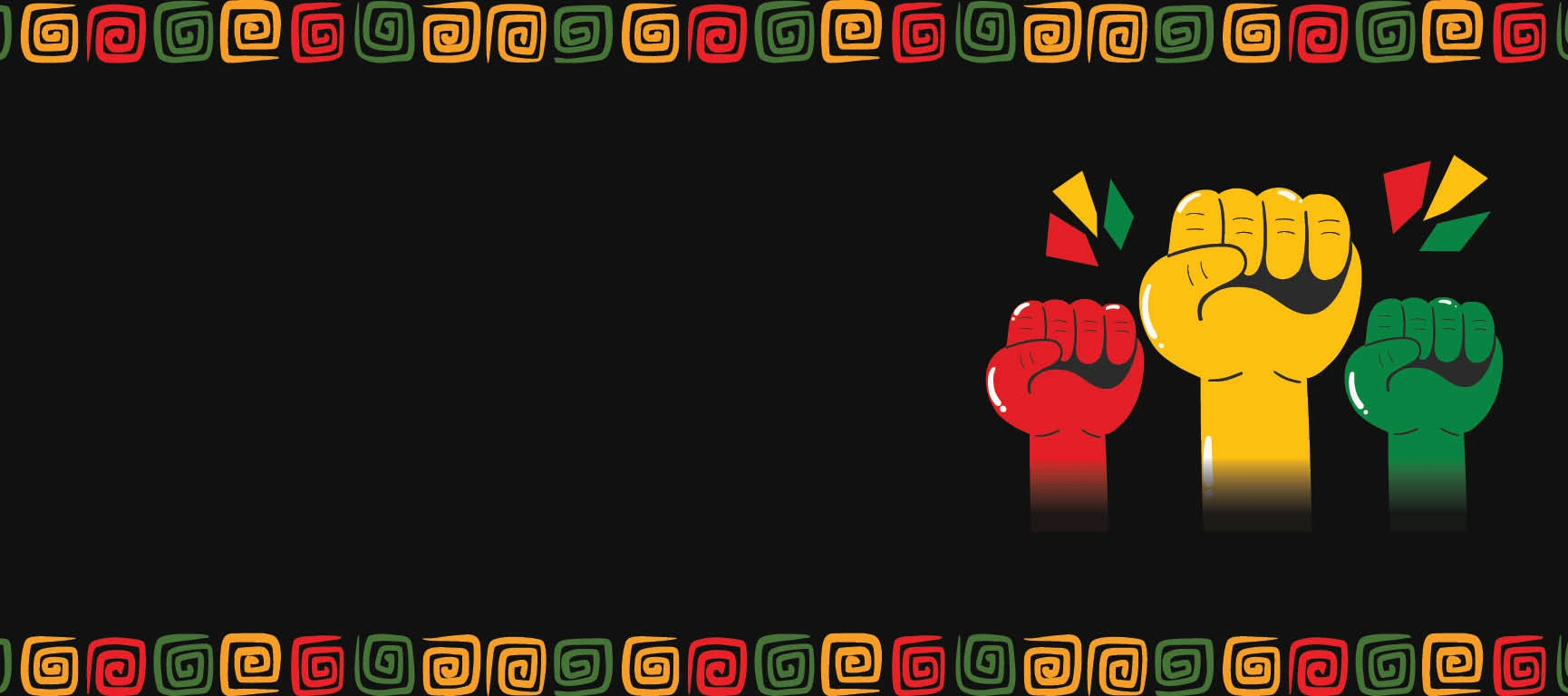 red yellow and green fists in the air