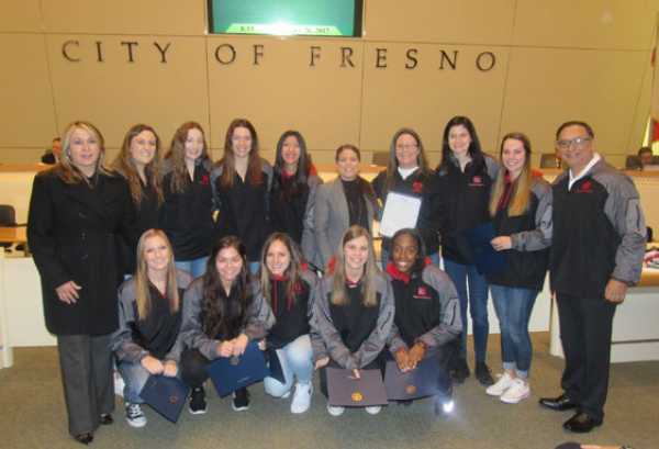 Women's Volleyball Team honored in the City Hall Council Chambers