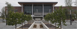 West Fresno Center building and fountain