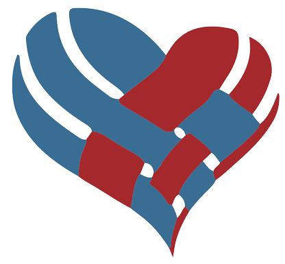 Red and blue weaved heart