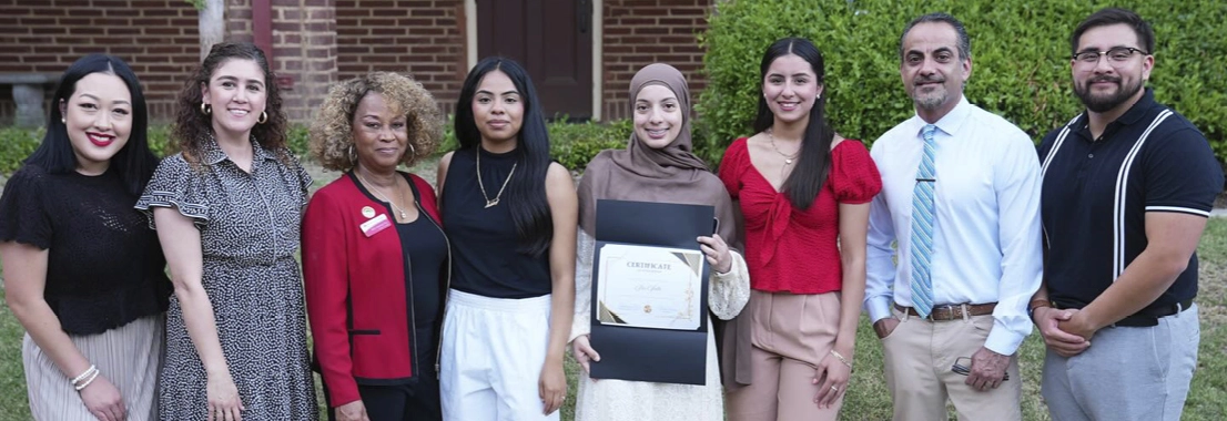 Trio students and staff and FCC President at ceremony