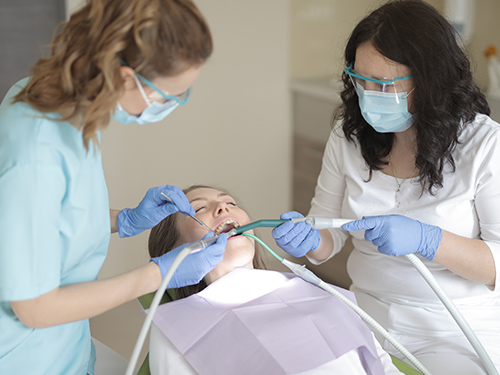 cleaning teeth