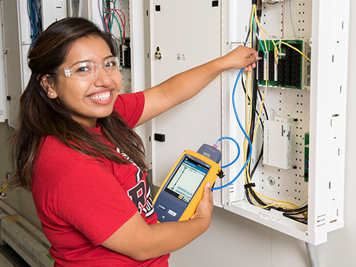 woman with electrical system