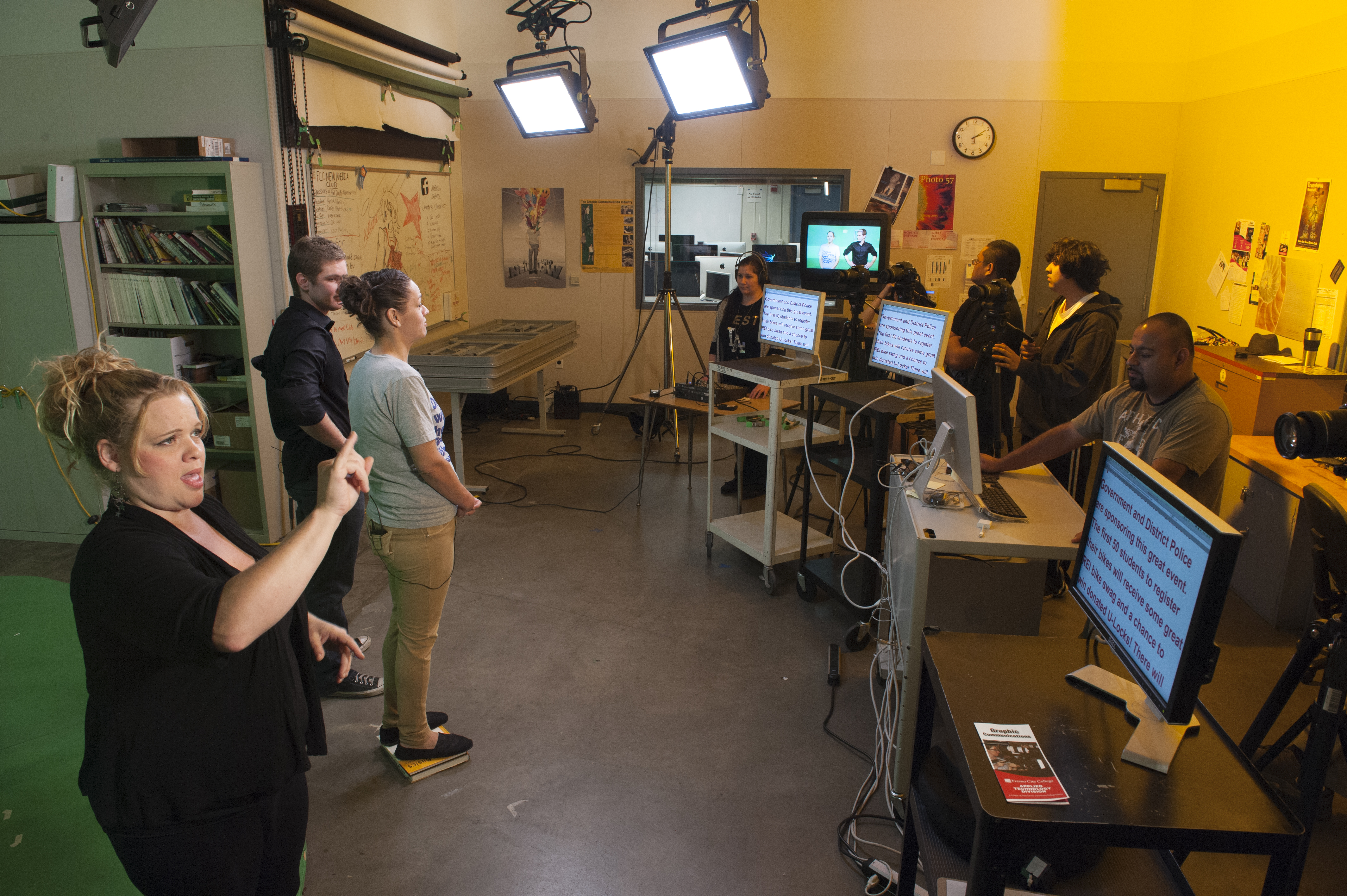      student video production in the green room studio 