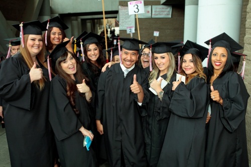 Graduates in cap and gown