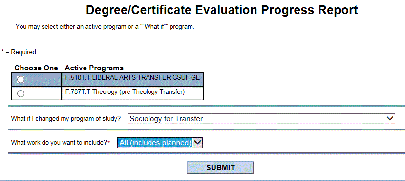 Choose one degree