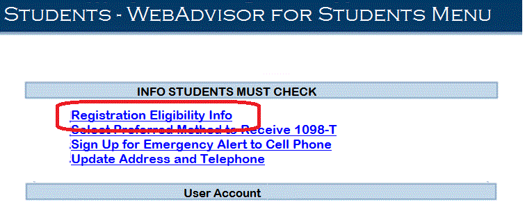 Registration Eligibility Info link