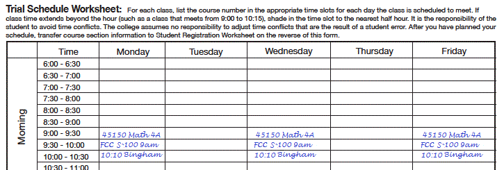 Trial Schedule Worksheet