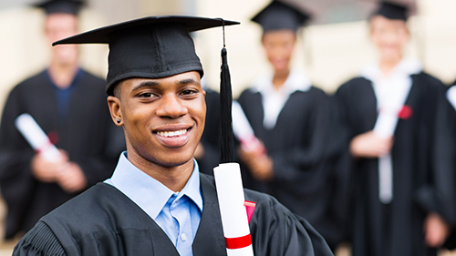 Man in graduation cap and gown