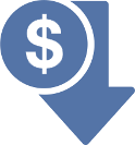 Low Textbook Cost icon $ sign and arrow pointing down