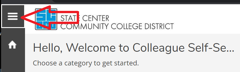 screen shot with arrow pointing to menu icon