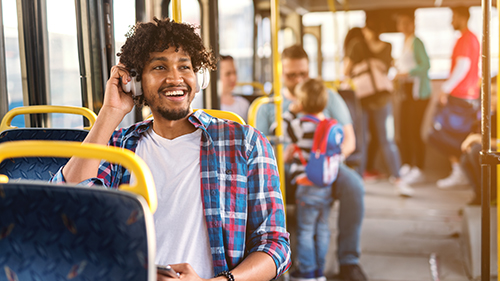 student on bus