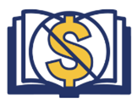 Book Icon with $ sign crossed out