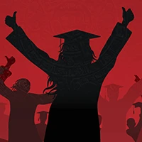 silhouette of student in graduation regalia