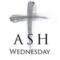 Image saying Ash Wednesday with cross behind