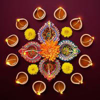 Image of Diwali flowers and candles
