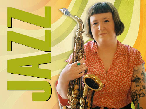 Female musician with saxophone