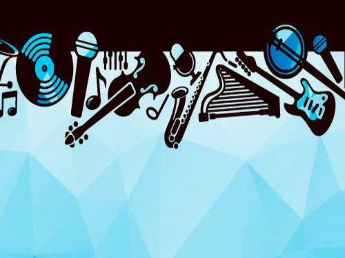 instruments on blue background