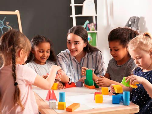 children playing with blocks