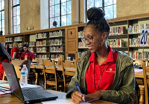 counselor on laptop