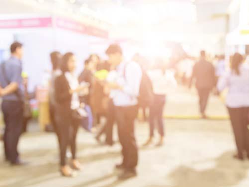 Students at job fair on campus