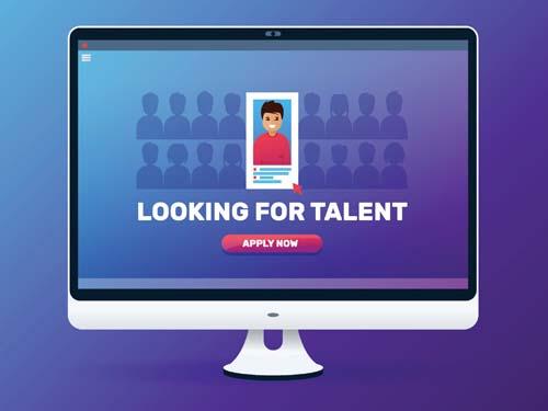 Looking for talent written on computer