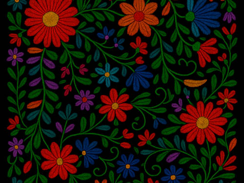 red floral design