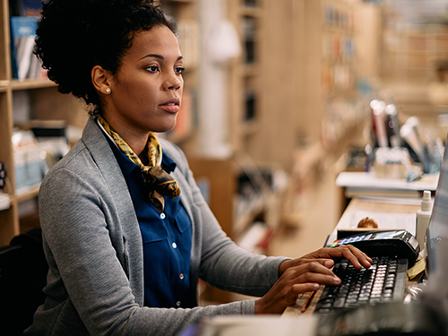 woman working in library