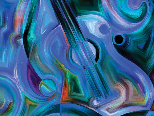 blue watercolor guitar