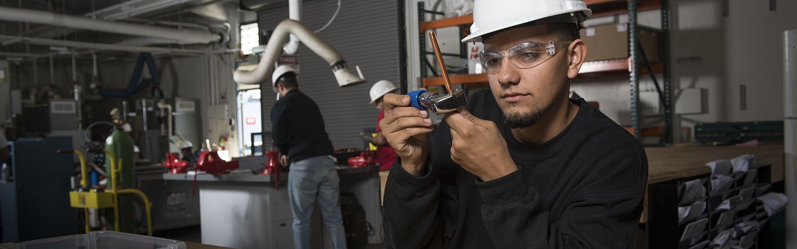 student working in air conditioning