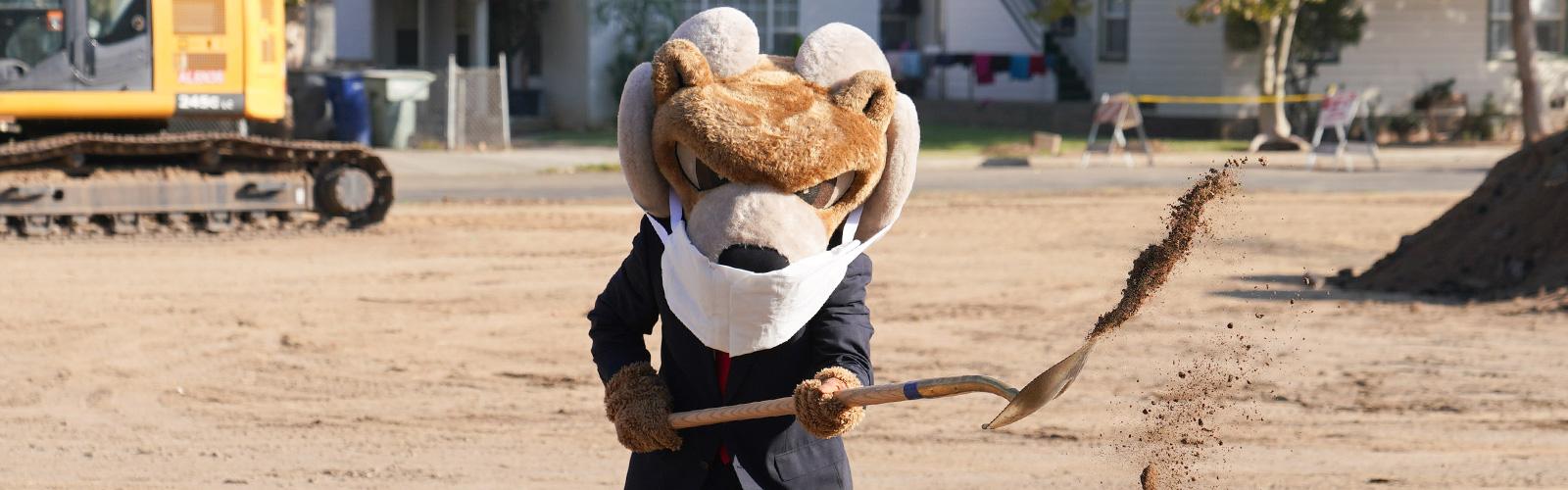 Sam the Ram shoveling dirt