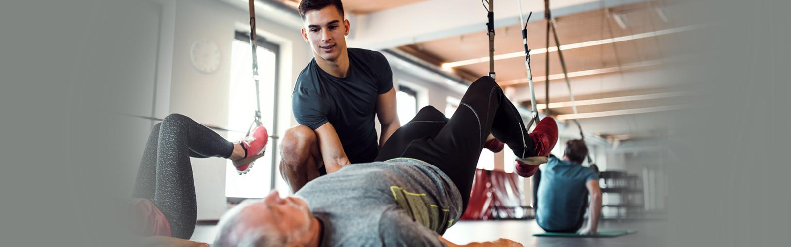 Man working as a personal trainer