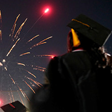 fireworks over graduates