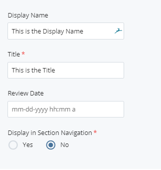Review Date and Section Navigation