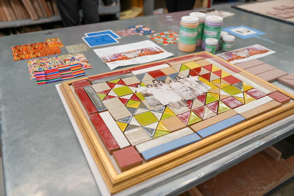 Ceramic art piece being created