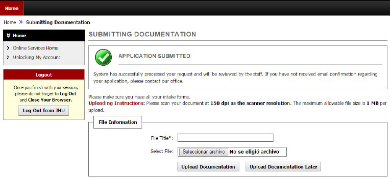 AIM application Submitting Documentation screenshot