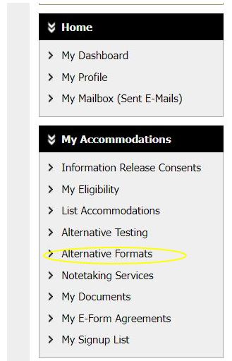 AIM dashboard with alt formats circled