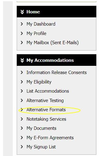 AIM dashboard with alt formats circled 