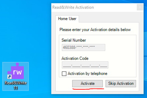 Ignore fields. Click activate.