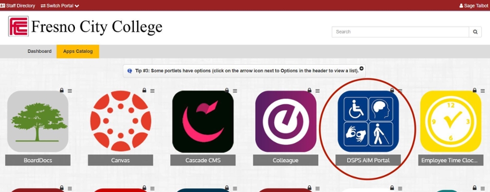 AIM Icon in Student Portal